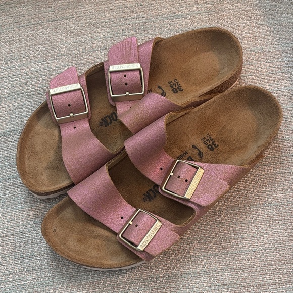 Birkenstock Arizona Washed Metallic Pink Leather Sandals EU 38 Women’s size 7 - Picture 4 of 11